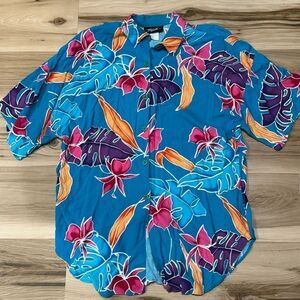 Krush Vintage Tropical Hawaiian Button Up Shirt Men’s Large